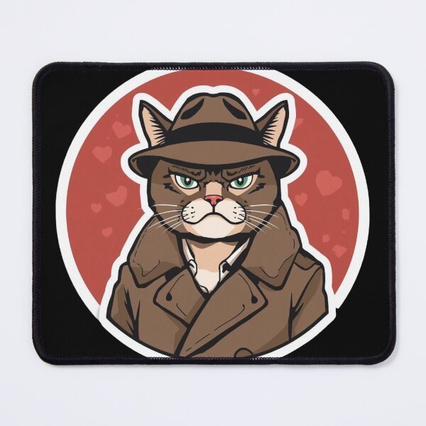 Item preview, Sassy Female Grumpy Cat Valentine Sticker - Funny Secret Admirer Detective Art designed and sold by The Grumpy Pet Club.