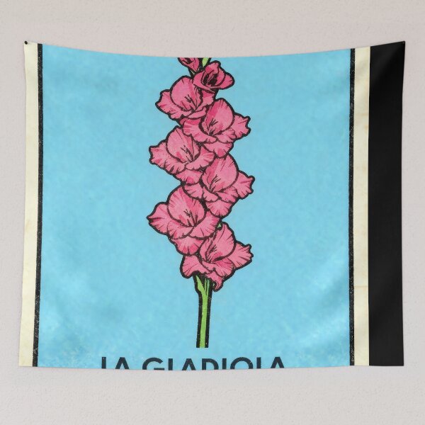 Item preview, Gladiolus Flower Pink Mexican Loteria Card designed and sold by ConcienciaEco.