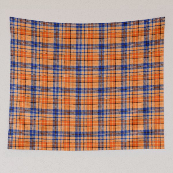 Item preview, Blue and Orange Tartan Plaid On Orange Background  designed and sold by PatternTitan.