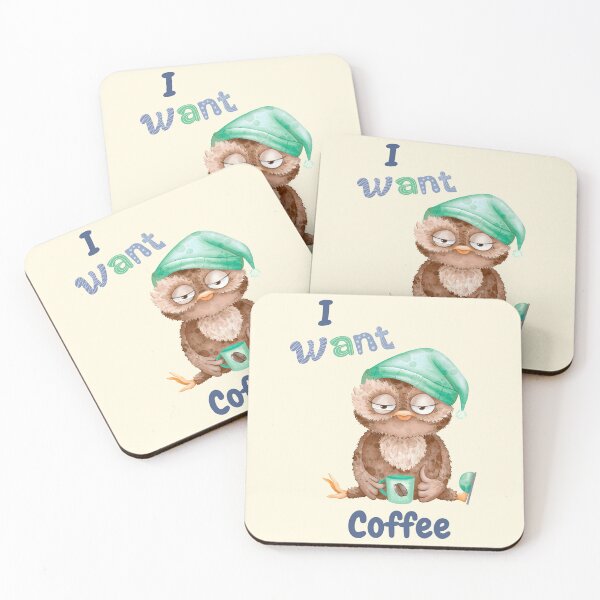 Item preview, I Want Coffee Owl designed and sold by Nightshade Pixie Creations.