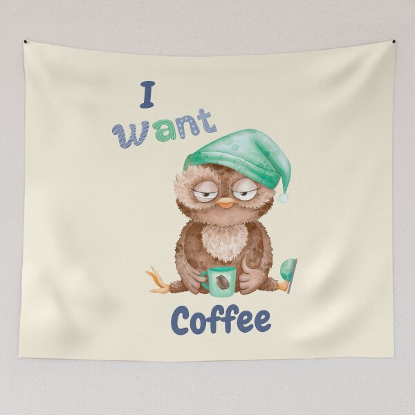 Item preview, I Want Coffee Owl designed and sold by Nightshade Pixie Creations.