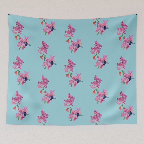 Item preview, Wild Bee and Everlasting pea flowers   designed and sold by Julia Doria.