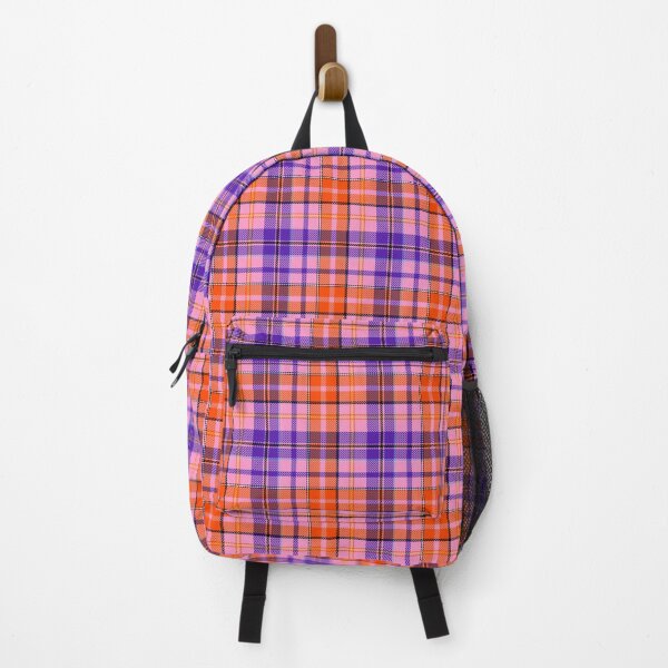 Item preview, Blue and Orange Tartan Plaid On Pink Background designed and sold by PatternTitan.