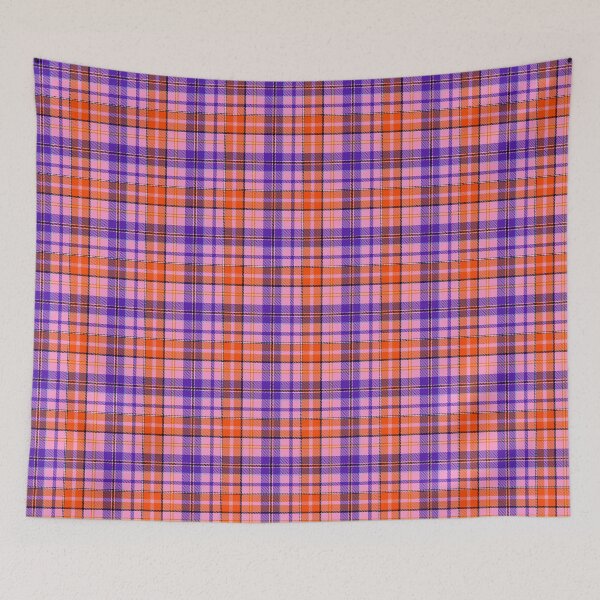 Item preview, Blue and Orange Tartan Plaid On Pink Background  designed and sold by PatternTitan.