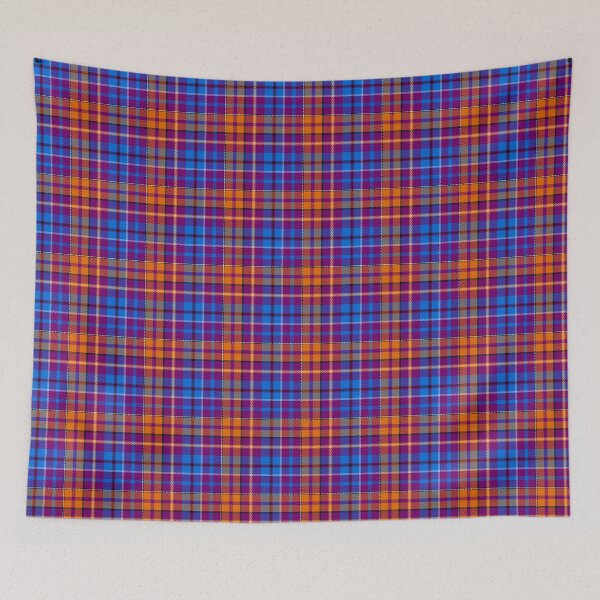 Item preview,  Blue and Orange Tartan Plaid On Purple Background  designed and sold by PatternTitan.