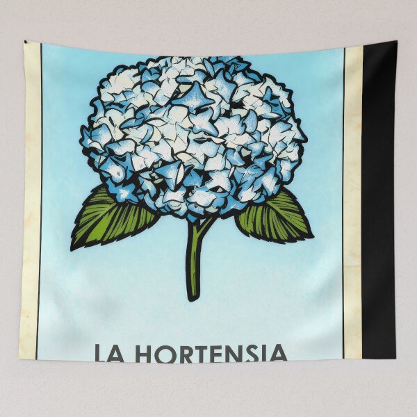 Item preview, Hydrangea Blue Flower Mexican Loteria Card designed and sold by ConcienciaEco.