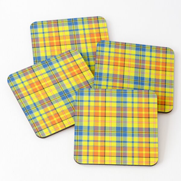 Item preview, Blue and Orange Tartan Plaid On Yellow Background  designed and sold by PatternTitan.