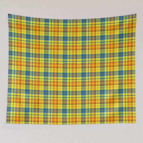 Item preview, Blue and Orange Tartan Plaid On Yellow Background  designed and sold by PatternTitan.