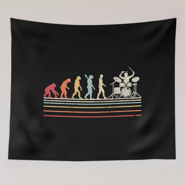 Item preview, Funny Drummer Graphic. Retro Vintage Evolution Of Man Print designed and sold by GabriellHahn.