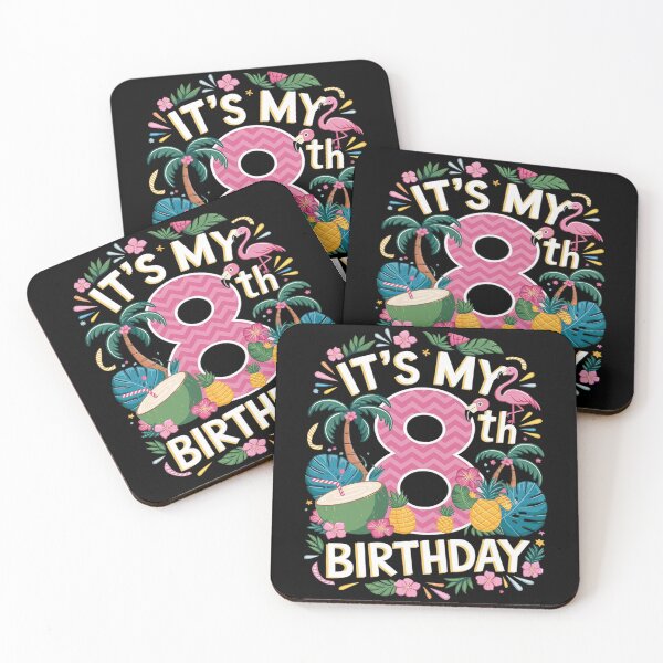 Artikelvorschau, Es ist mein 8. Geburtstag, Flamingo Hawaii, 8 Jahre altes Mädchen entworfen und verkauft von FadeOfThrone.