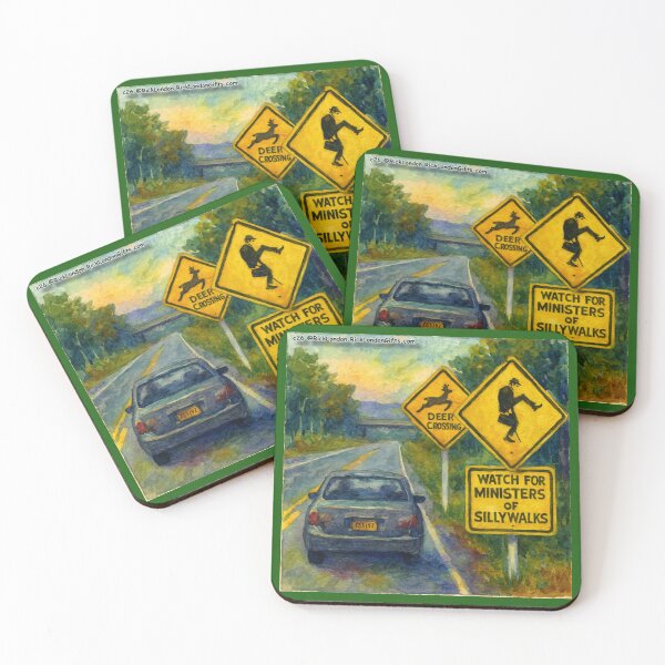 Item preview, Ministers of Silly Walks Crossing — Watercolor Parody Cartoon designed and sold by Rick London Gifts.