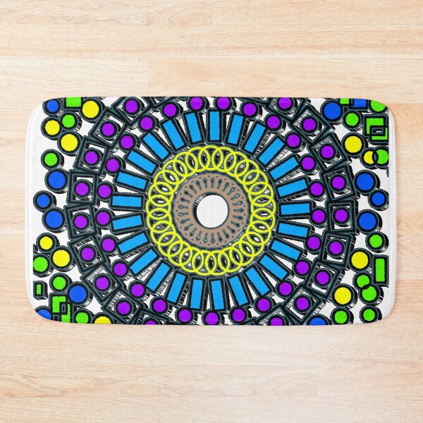 Item preview, "Geometric Mandala with Concentric Rings and Colorful Shapes" designed and sold by nighttime1990.