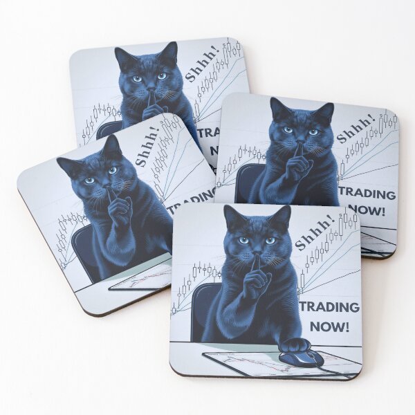 Item preview, Shhh! Trading Now! Serious Trader Cat with Candlestick Chart designed and sold by Kovrika.