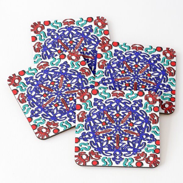 Item preview, "Mandala with Abstract Spiders and Cyan Wave Geometry" designed and sold by nighttime1990.
