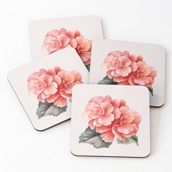 Item preview, Two Red Begonia Flowers designed and sold by Violet Peonies.