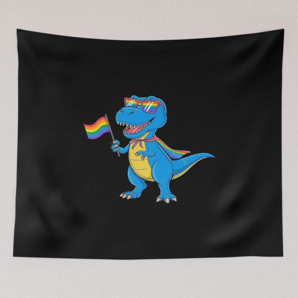 Item preview, Dinosaur Gay Pride LGBT Rainbow Flag  designed and sold by PowAcademy.
