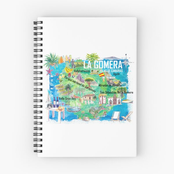 Item preview, La Gomera Spain Canary Islands Illustrated Map with Iconic Highlights designed and sold by artshop77.