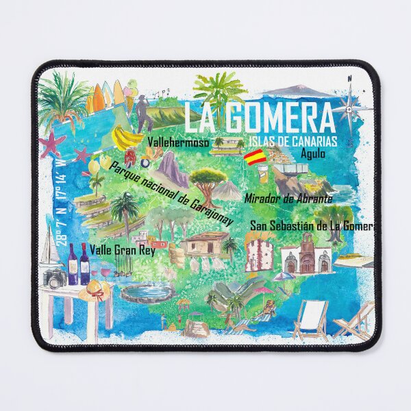 Item preview, La Gomera Spain Canary Islands Illustrated Map with Iconic Highlights designed and sold by artshop77.