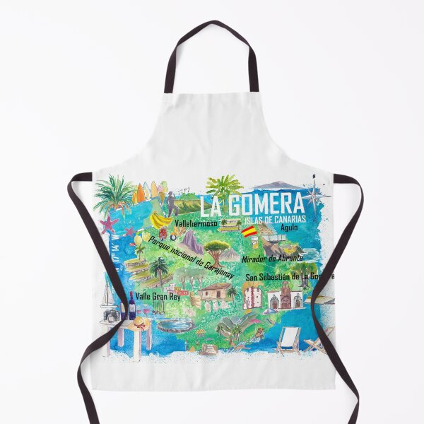 Item preview, La Gomera Spain Canary Islands Illustrated Map with Iconic Highlights designed and sold by artshop77.