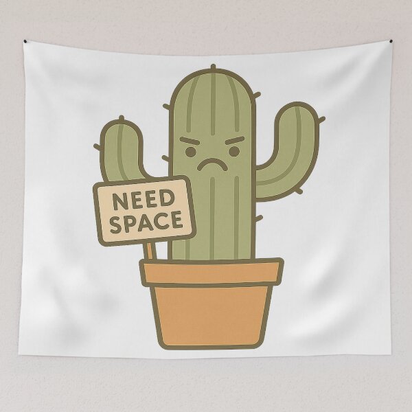 Item preview, Grumpy Cactus Holding Need Space Sign designed and sold by chromatalove.