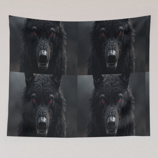 Item preview, Menacing Black Wolf Print designed and sold by NovaDigitalArt45.