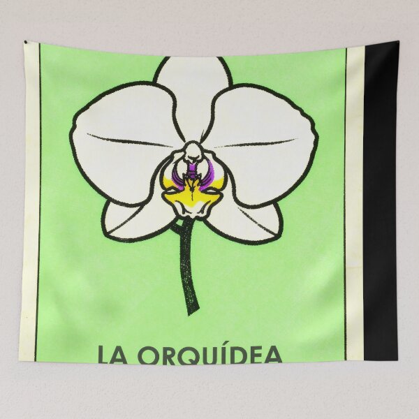 Item preview, Orchid Flower White Mexican Loteria Card designed and sold by ConcienciaEco.