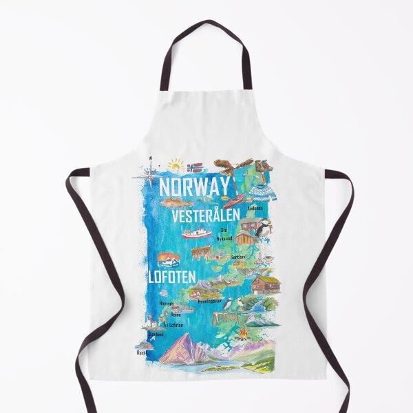 Item preview, Lofoten & Vesterålen Illustrated Norway Map with Iconic Landmarks designed and sold by artshop77.