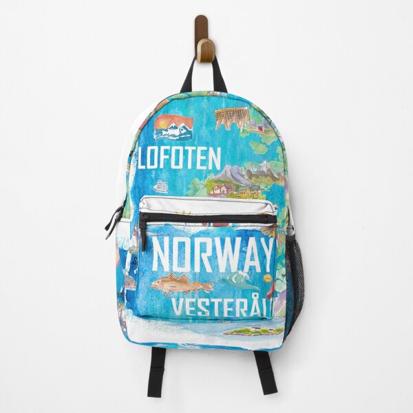 Item preview, Lofoten & Vesterålen Illustrated Norway Map with Iconic Landmarks designed and sold by artshop77.