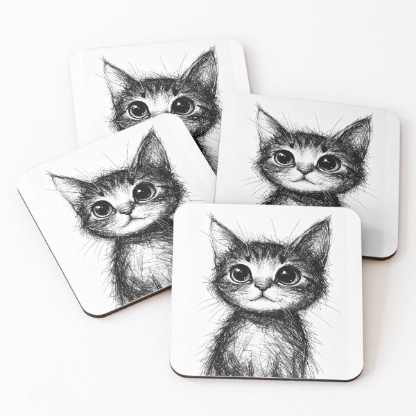 Item preview, Scribbled cat portrait, young kitten designed and sold by LiskoDesign.
