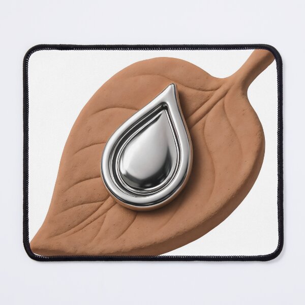 Item preview, Silver teardrop emblem on terracotta leaf under studio lighting designed and sold by Creative88Art.