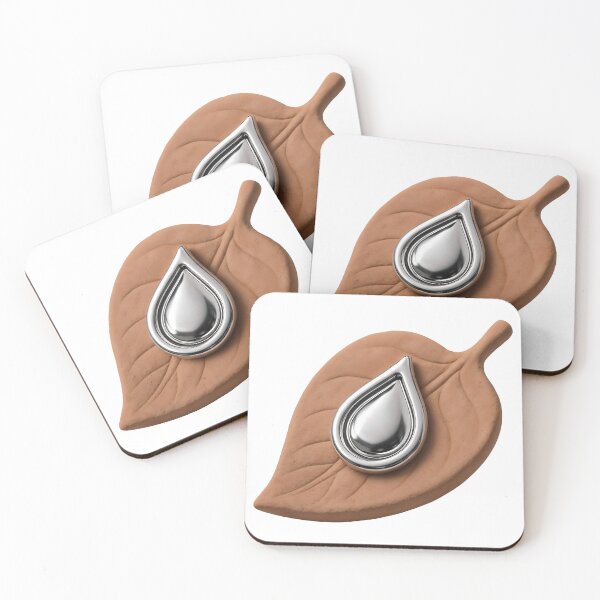Item preview, Silver teardrop emblem on terracotta leaf under studio lighting designed and sold by Creative88Art.