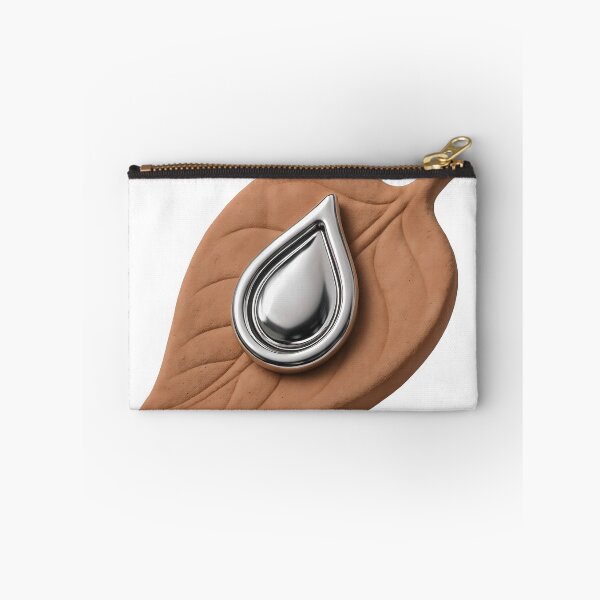 Item preview, Silver teardrop emblem on terracotta leaf under studio lighting designed and sold by Creative88Art.