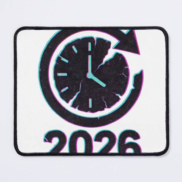 Item preview, Neon analog clock with crack and clockwise arrow, year 2026 below designed and sold by Creative88Art.