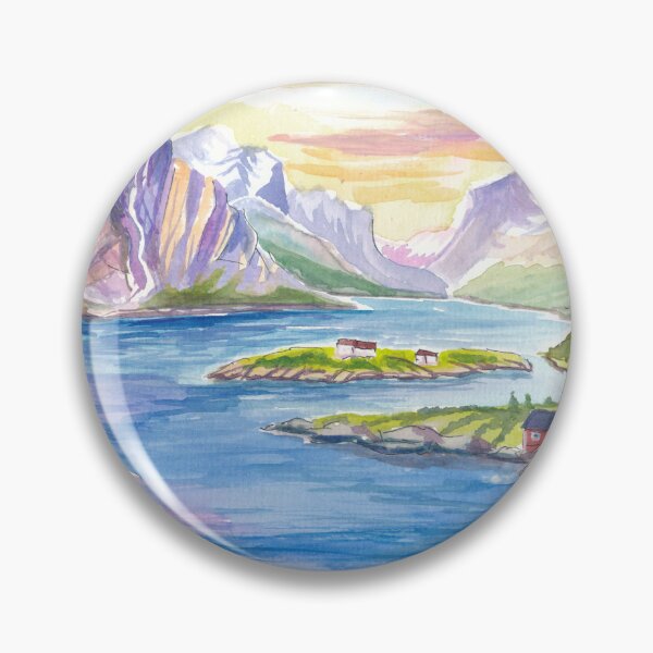 Item preview, Lofoten Islands Watercolor Serenity Beneath Arctic Summer Light designed and sold by artshop77.