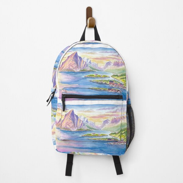 Item preview, Lofoten Islands Watercolor Serenity Beneath Arctic Summer Light designed and sold by artshop77.