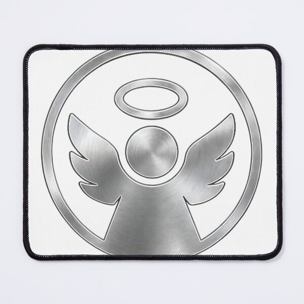 Item preview, Brushed metal angel icon with halo in circular frame on black designed and sold by Creative88Art.