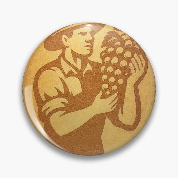 Item preview, Vintage plaque of vineyard worker with grapes in sepia and ochre designed and sold by Creative88Art.