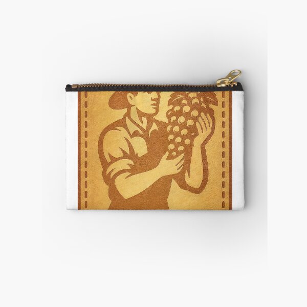 Item preview, Vintage plaque of vineyard worker with grapes in sepia and ochre designed and sold by Creative88Art.
