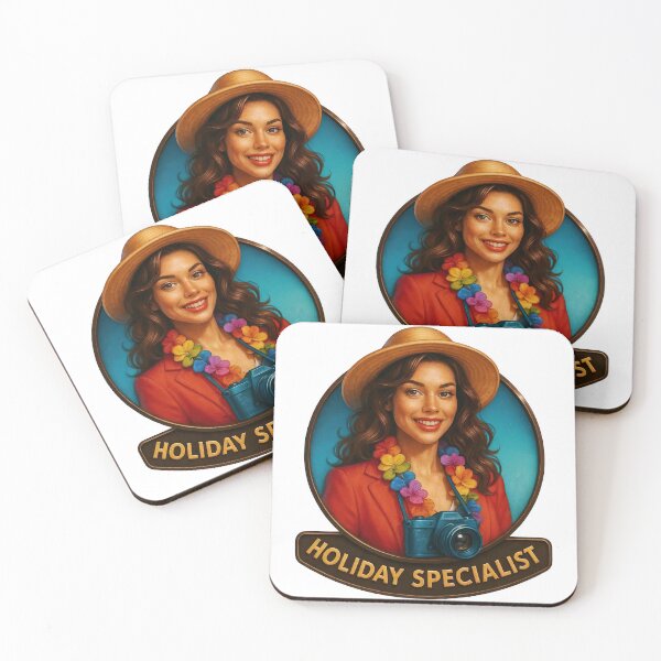 Item preview, Smiling woman in straw sunhat and red blazer badge illustration designed and sold by Creative88Art.