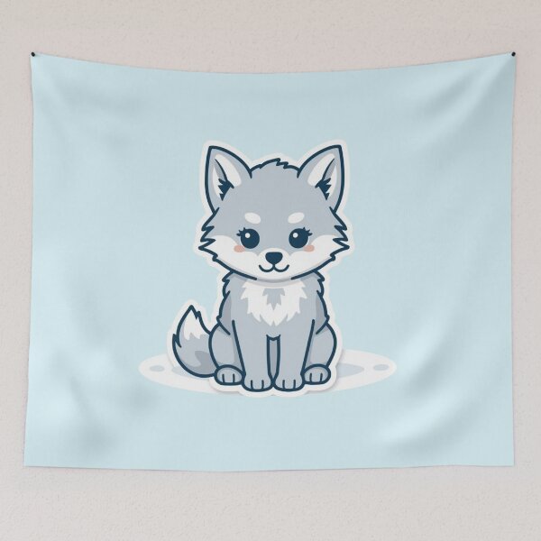 Item preview, Cute Blue Wolf Puppy – Baby Wolf Illustration designed and sold by soletstudio.