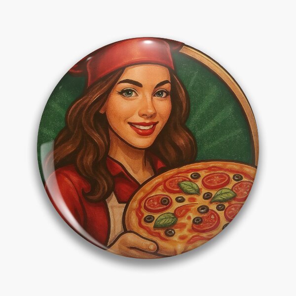 Item preview, Vintage Italian pizzaiola logo with pizza in green and gold emblem designed and sold by Creative88Art.