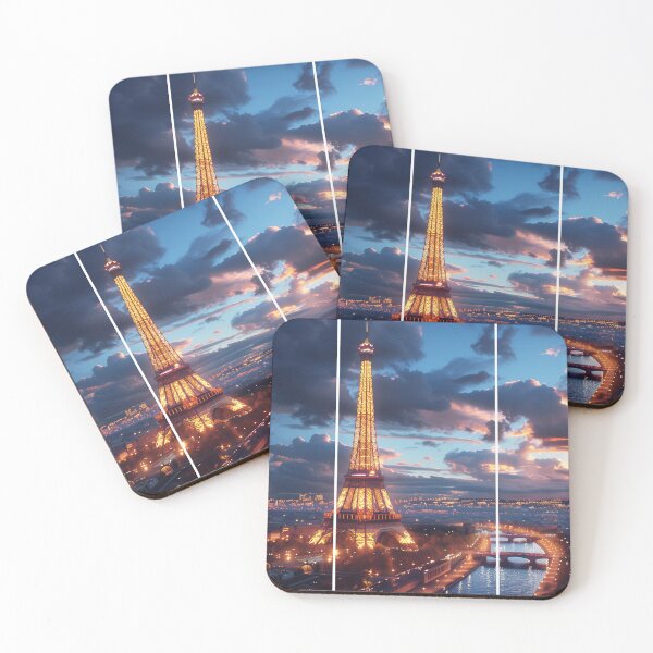 Item preview, Eiffel Tower – Sunset Skyline Triptych designed and sold by SkylineVistas Designs.