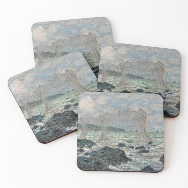 Item preview, Fishing Nets at Pourville by Claude Monet: Dramatic Coastal Impressionist Poster designed and sold by artofuniverse.