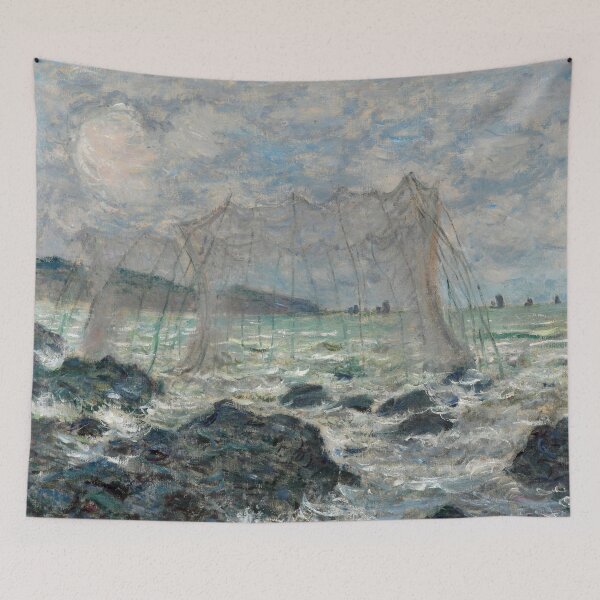 Item preview, Fishing Nets at Pourville by Claude Monet: Dramatic Coastal Impressionist Poster designed and sold by artofuniverse.