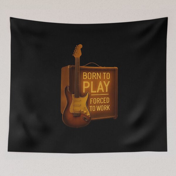 Item preview, Born to Play, Forced to Work - Electric Guitar Neon Art designed and sold by MKreative Studio.