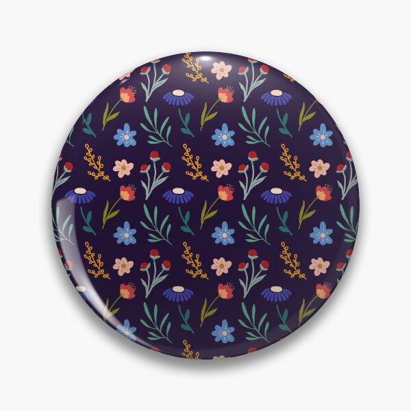 Item preview, Colorful Modern  Folk Floral Pattern on Dark Purple Background designed and sold by Mariana Shymkovych.