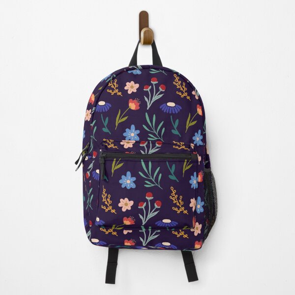 Item preview, Colorful Modern  Folk Floral Pattern on Dark Purple Background designed and sold by Mariana Shymkovych.