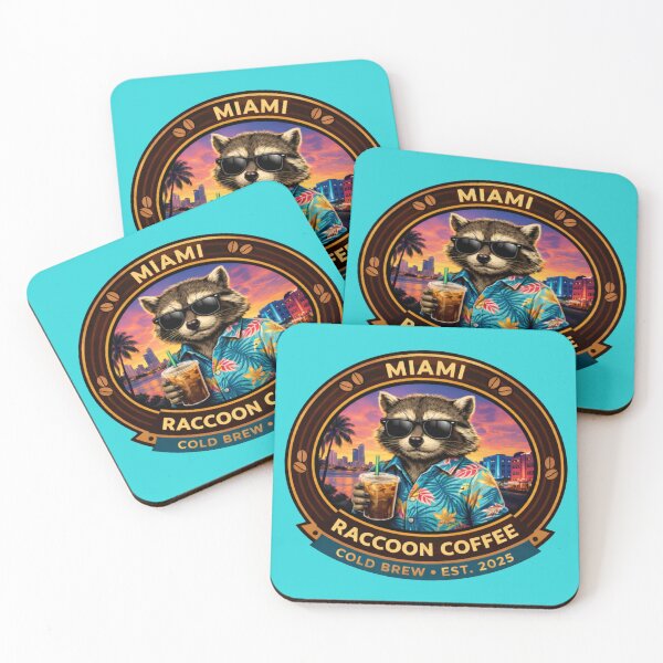Item preview, Miami Raccoon Coffee Badge designed and sold by TytherleyTees.