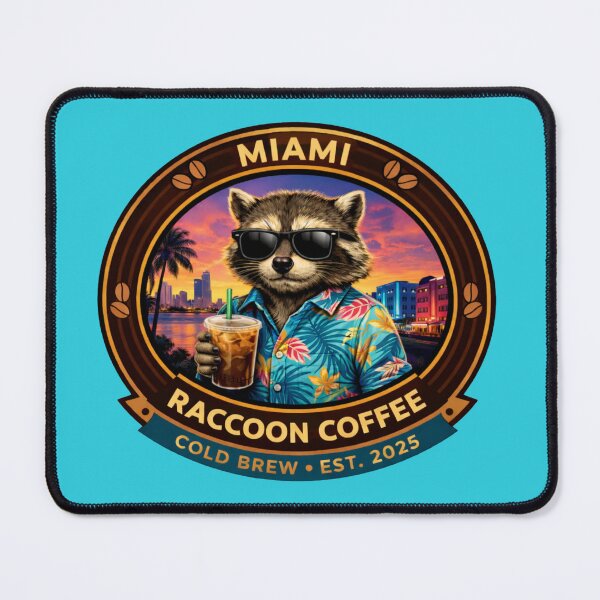 Item preview, Miami Raccoon Coffee Badge designed and sold by TytherleyTees.
