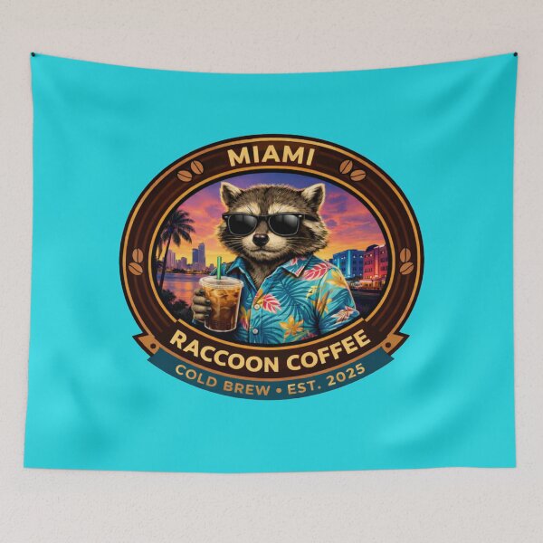 Item preview, Miami Raccoon Coffee Badge designed and sold by TytherleyTees.